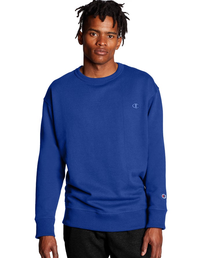 Champion Powerblend Fleece Crew C Logo Sweatshirt Heren - Blauw - Belgie 4650NSBZR